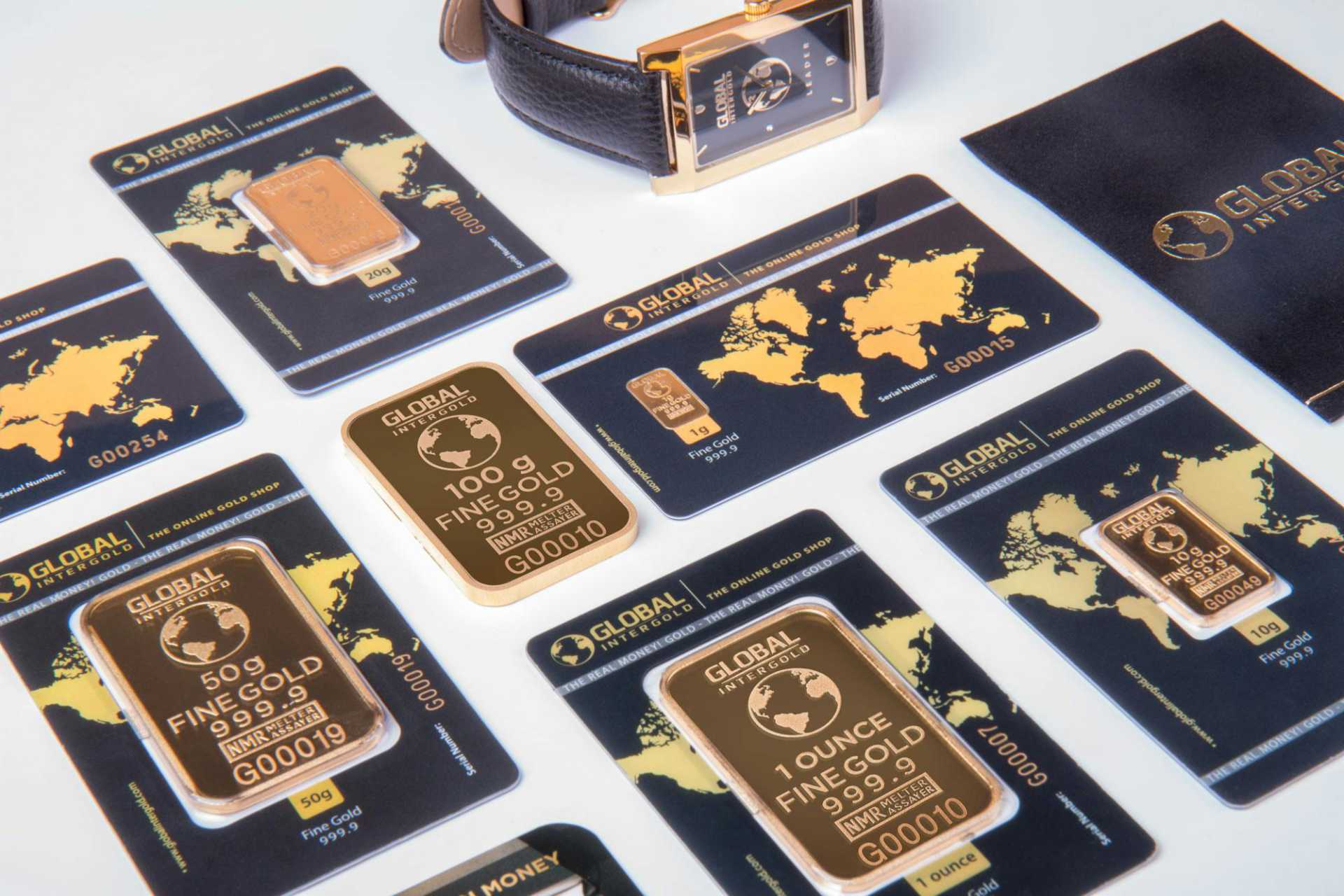 A high angle shot of fine gold bars to put into storage