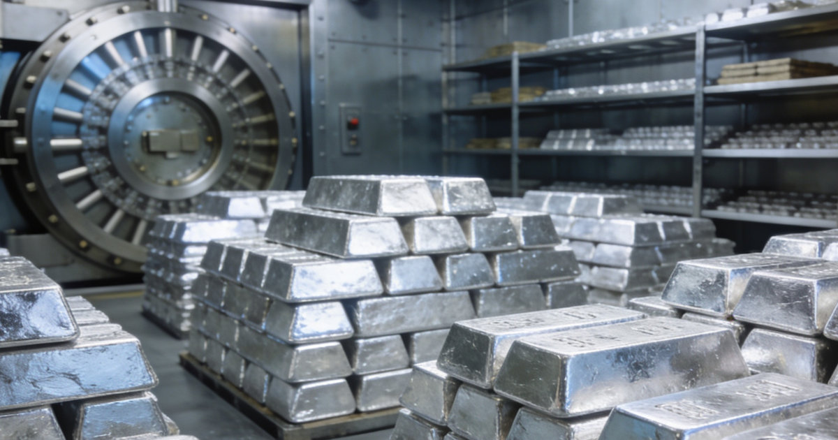 Silver bullion in a vault.